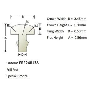 Sintoms Special Bronze Fret Wire Frill Profile 2.5mm wide