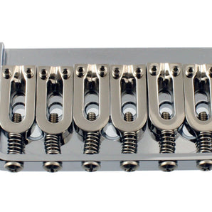 Guitar bridge - Hipshot non-tremolo bridge w rounded steel saddles 2-1/16 inch (52.4mm) string spacing